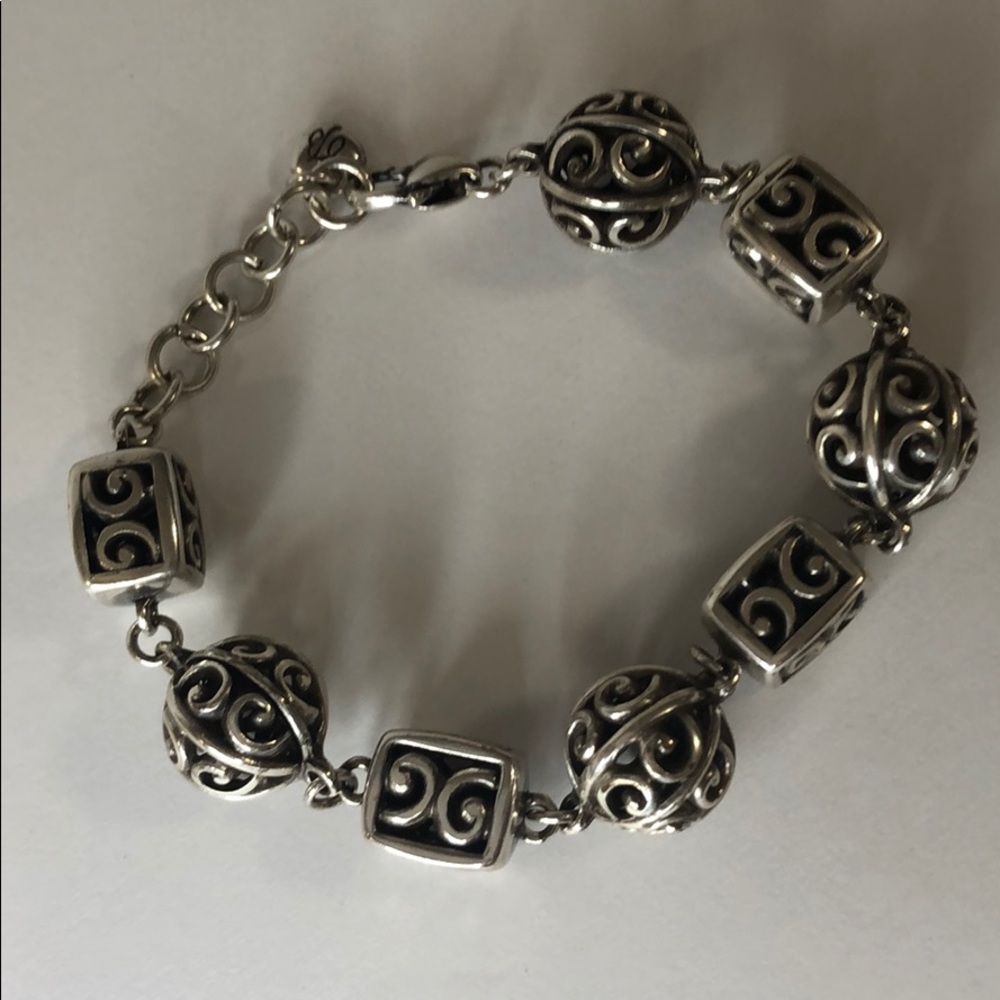 Brighton Silver Square & Round Bead Bracelet